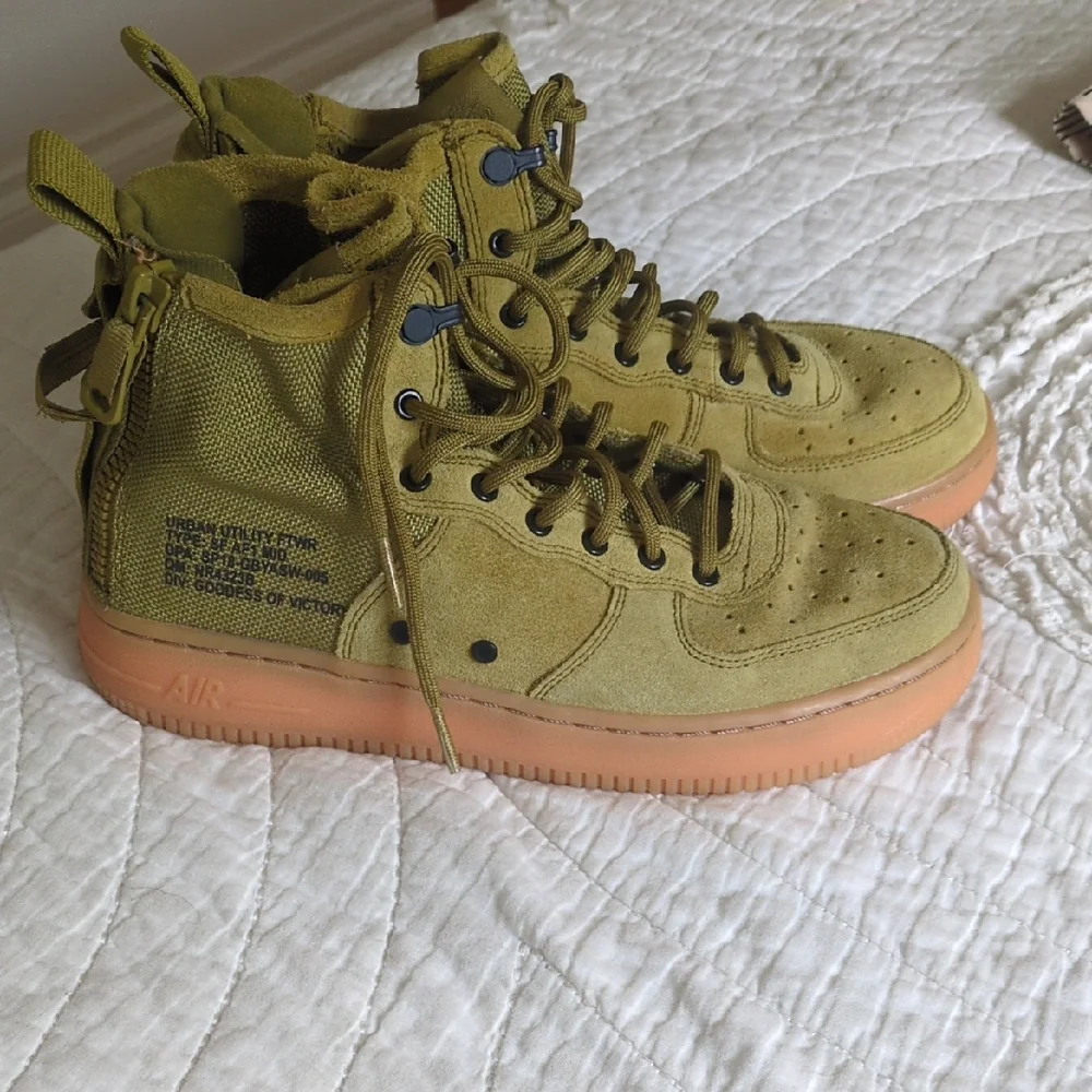 Nike Women's Olive Green High-Top Sneakers with Gum Sole
